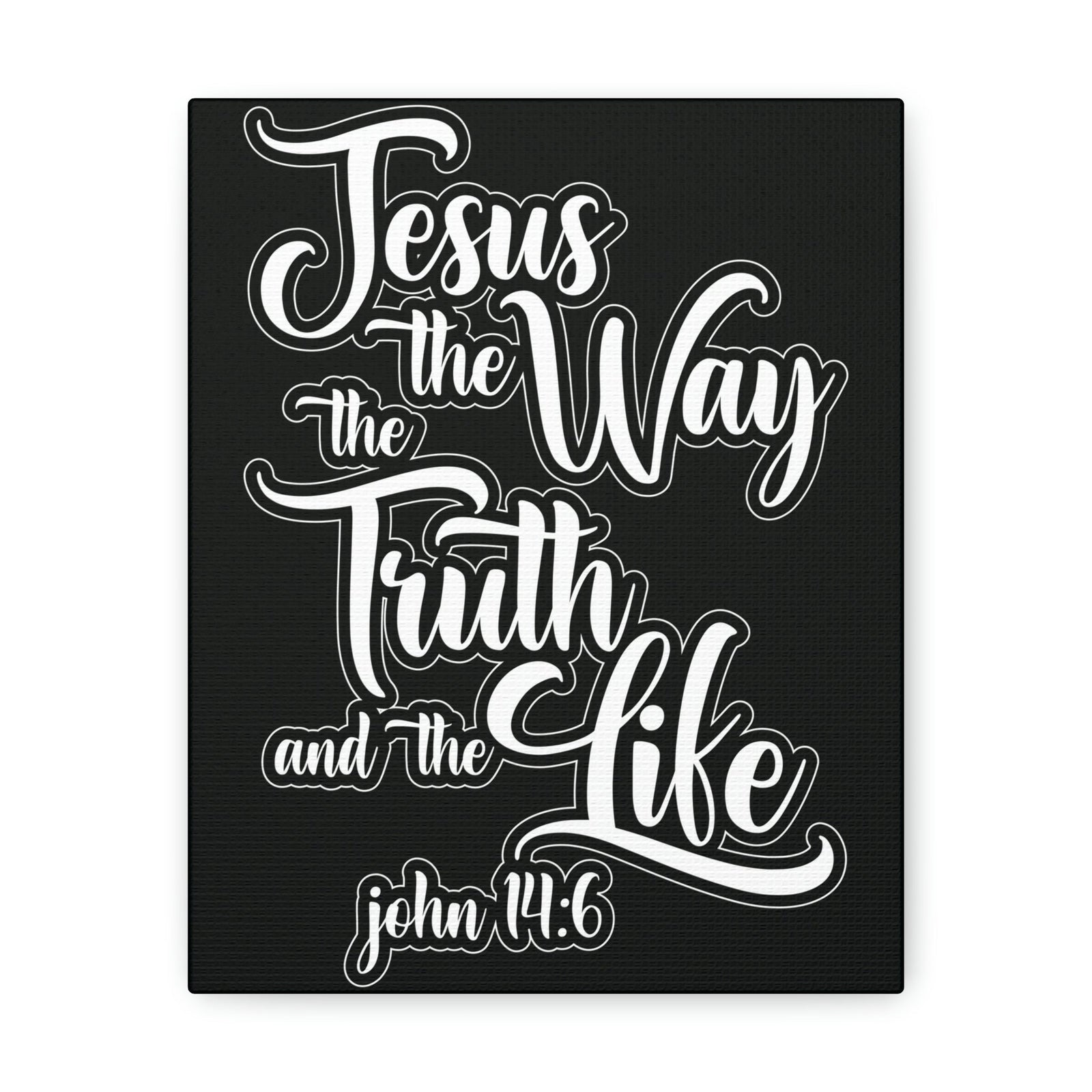 Scripture Walls Jesus The Way The Truth And The Life John 14:6 Black and White Bible Verse Canvas Christian Wall Art Ready To Hang Unframed-Express Your Love Gifts