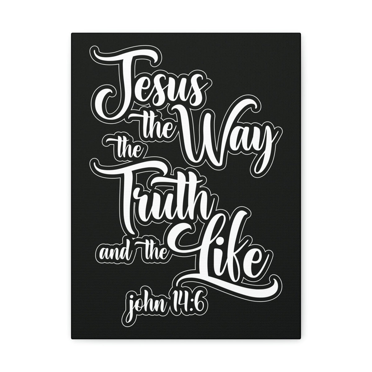 Scripture Walls Jesus The Way The Truth And The Life John 14:6 Black Bible Verse Canvas Christian Wall Art Ready To Hang Unframed-Express Your Love Gifts