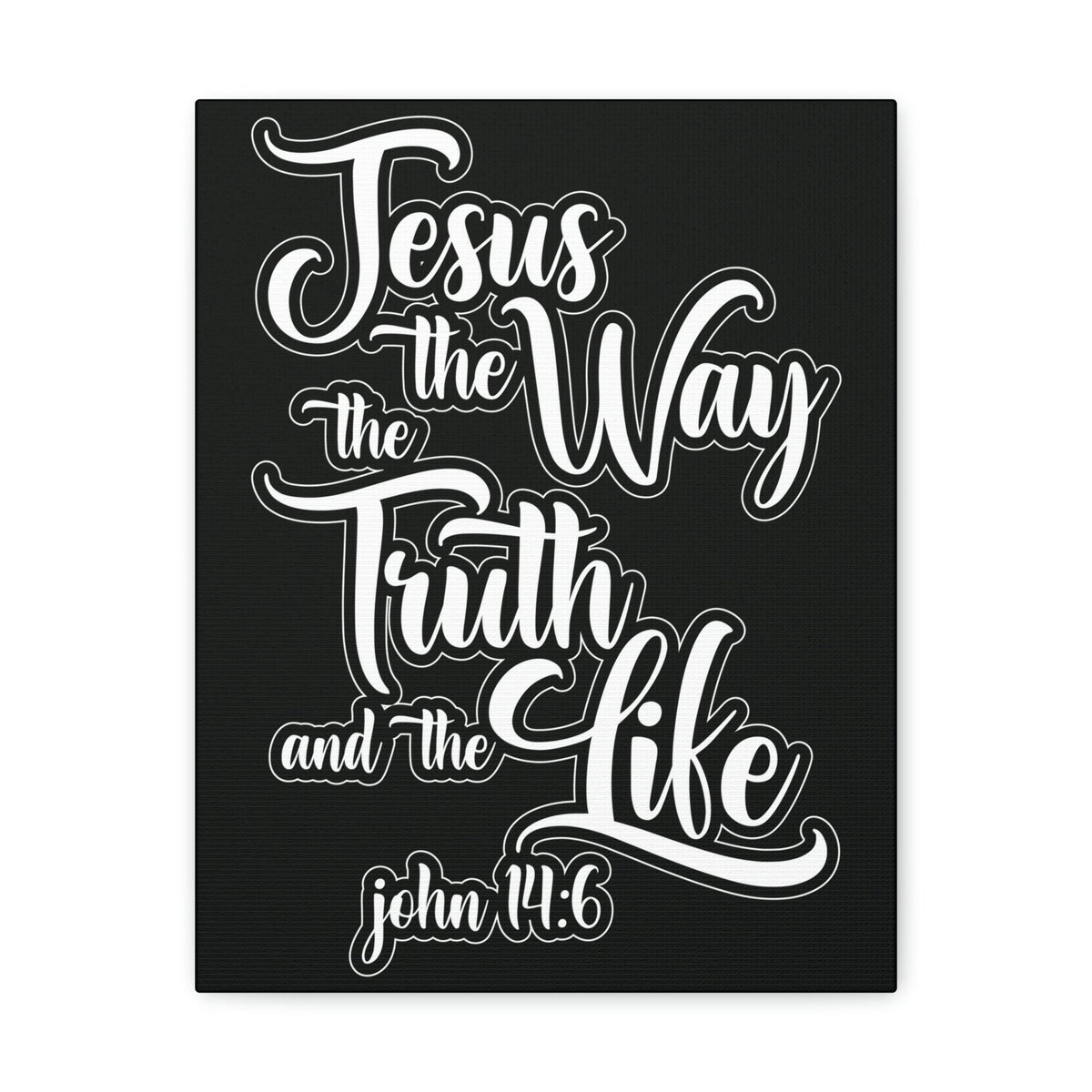 Scripture Walls Jesus The Way The Truth And The Life John 14:6 Black Bible Verse Canvas Christian Wall Art Ready To Hang Unframed-Express Your Love Gifts