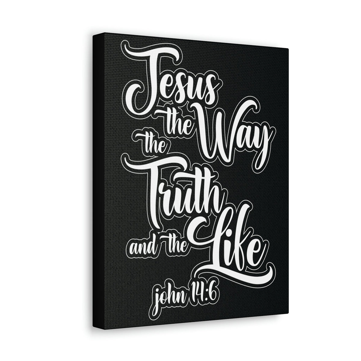 Scripture Walls Jesus The Way The Truth And The Life John 14:6 Black Bible Verse Canvas Christian Wall Art Ready To Hang Unframed-Express Your Love Gifts