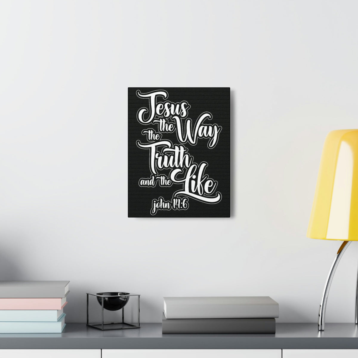 Scripture Walls Jesus The Way The Truth And The Life John 14:6 Black Bible Verse Canvas Christian Wall Art Ready To Hang Unframed-Express Your Love Gifts