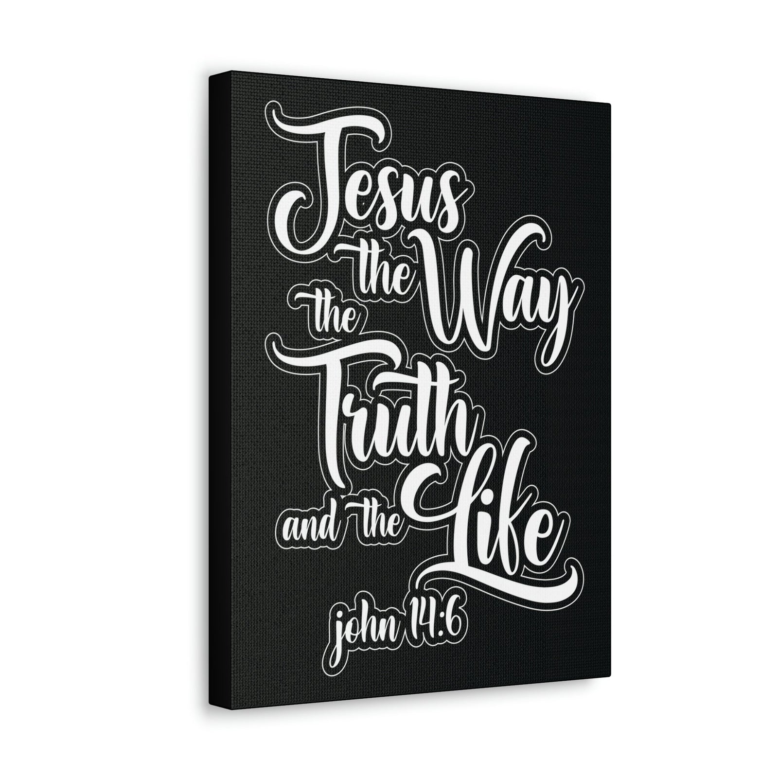 Scripture Walls Jesus The Way The Truth And The Life John 14:6 Black Bible Verse Canvas Christian Wall Art Ready To Hang Unframed-Express Your Love Gifts
