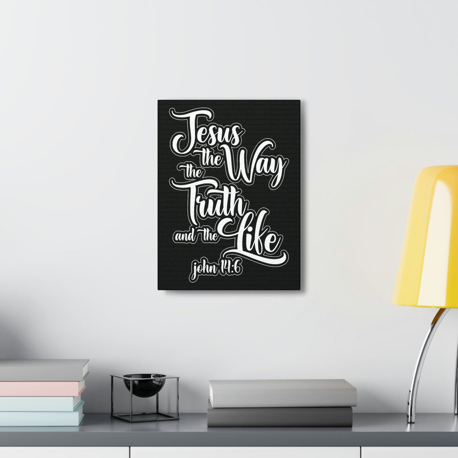 Scripture Walls Jesus The Way The Truth And The Life John 14:6 Black Bible Verse Canvas Christian Wall Art Ready To Hang Unframed-Express Your Love Gifts
