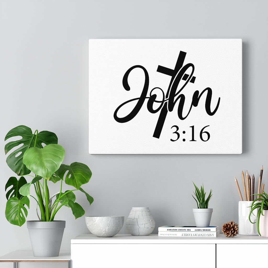 Scripture Walls John 3:16 Cross Bible Verse Canvas Christian Wall Art Ready to Hang Unframed-Express Your Love Gifts