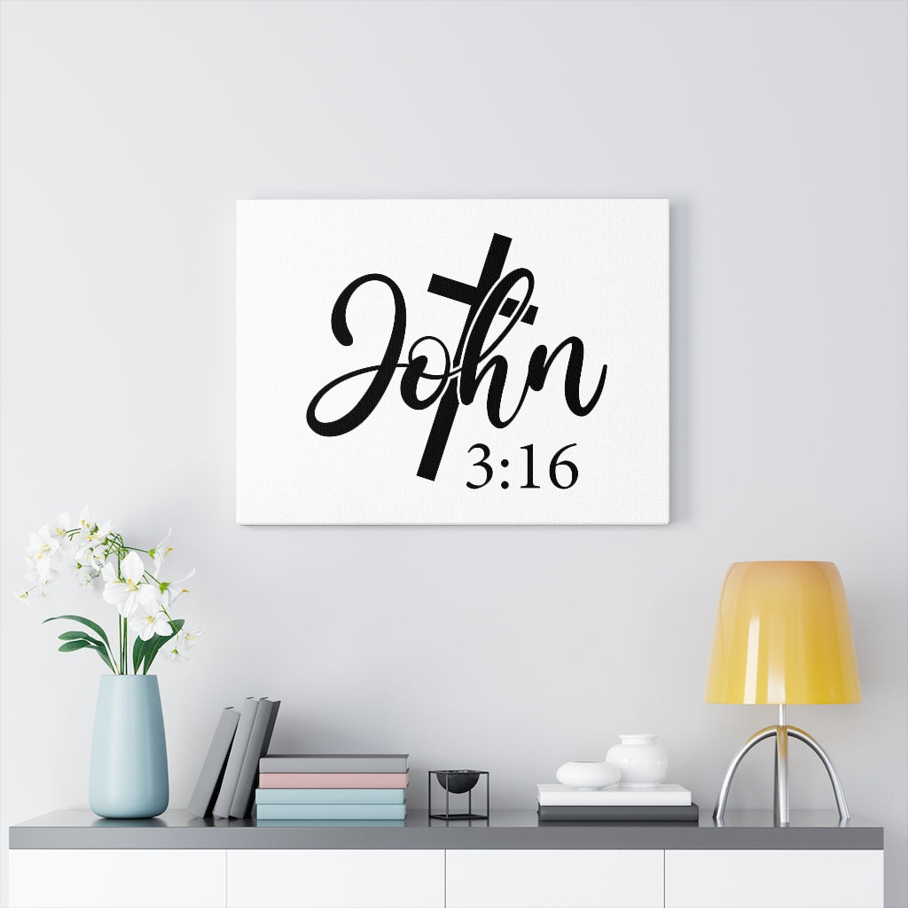 Scripture Walls John 3:16 Cross Bible Verse Canvas Christian Wall Art Ready to Hang Unframed-Express Your Love Gifts