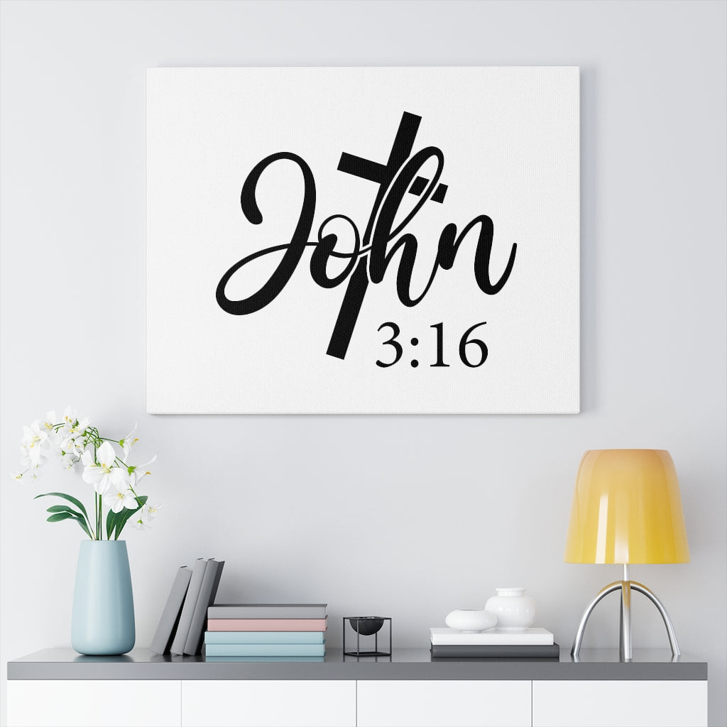 Scripture Walls John 3:16 Cross Bible Verse Canvas Christian Wall Art Ready to Hang Unframed-Express Your Love Gifts