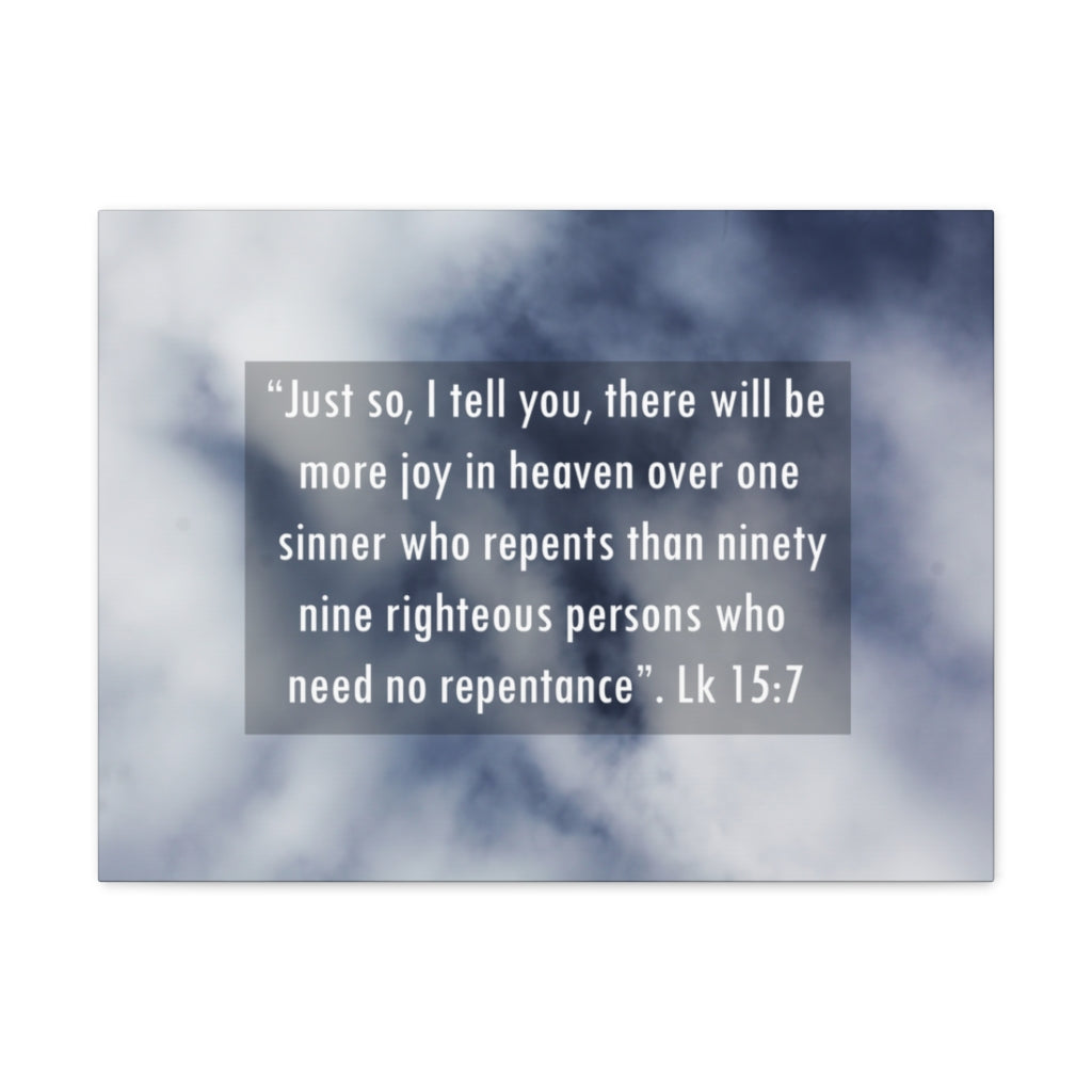 Scripture Walls Joy In Heaven Luke 15:7 Bible Verse Canvas Christian Wall Art Ready to Hang Unframed-Express Your Love Gifts