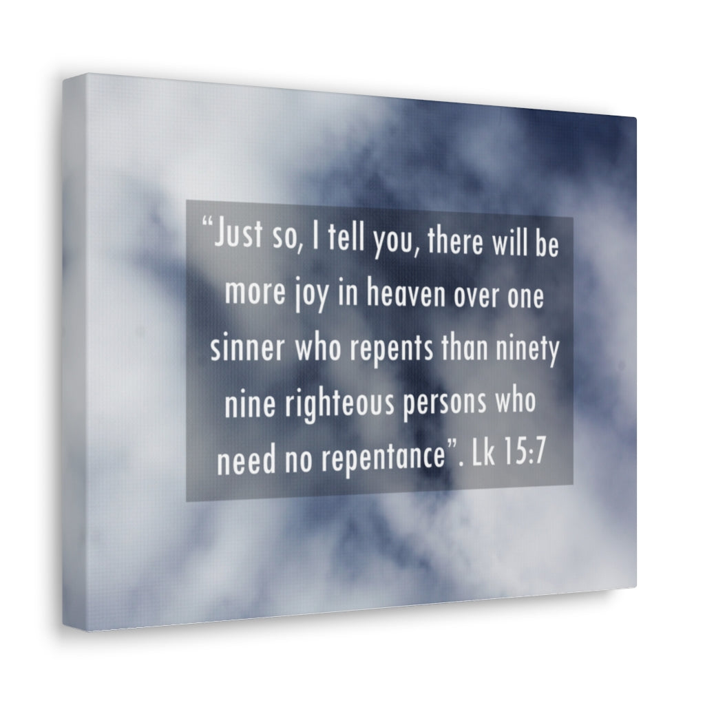 Scripture Walls Joy In Heaven Luke 15:7 Bible Verse Canvas Christian Wall Art Ready to Hang Unframed-Express Your Love Gifts