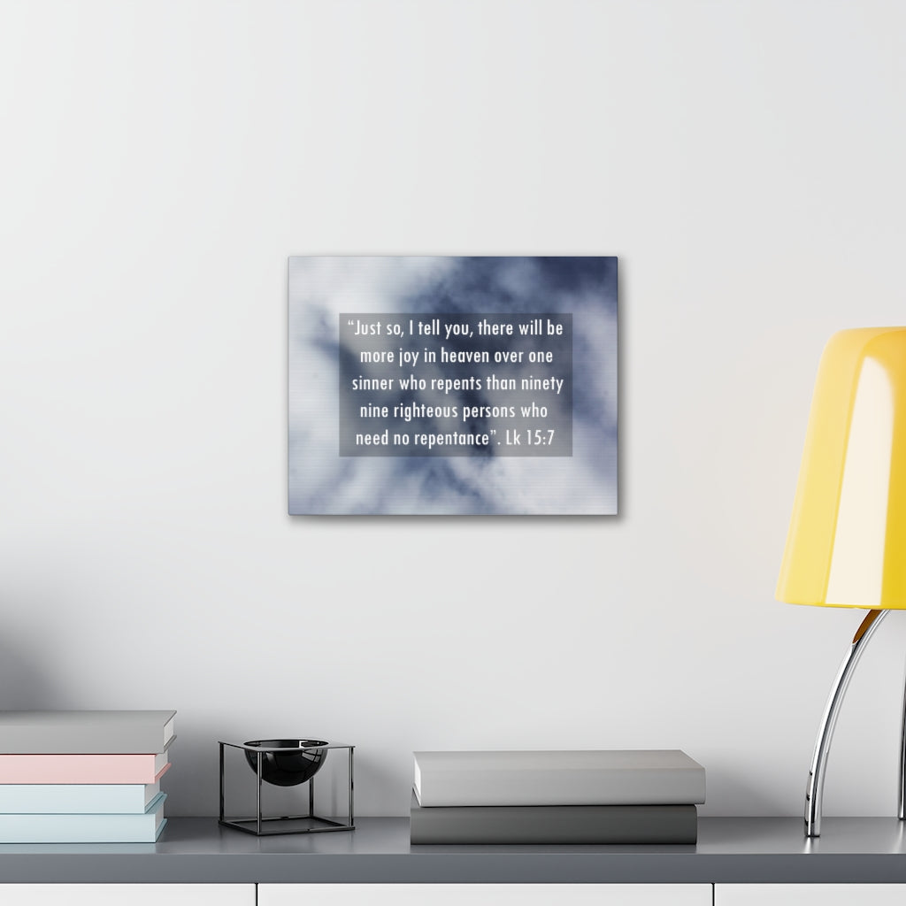 Scripture Walls Joy In Heaven Luke 15:7 Bible Verse Canvas Christian Wall Art Ready to Hang Unframed-Express Your Love Gifts