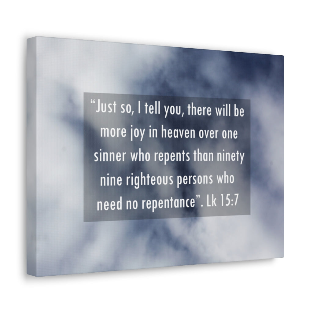Scripture Walls Joy In Heaven Luke 15:7 Bible Verse Canvas Christian Wall Art Ready to Hang Unframed-Express Your Love Gifts