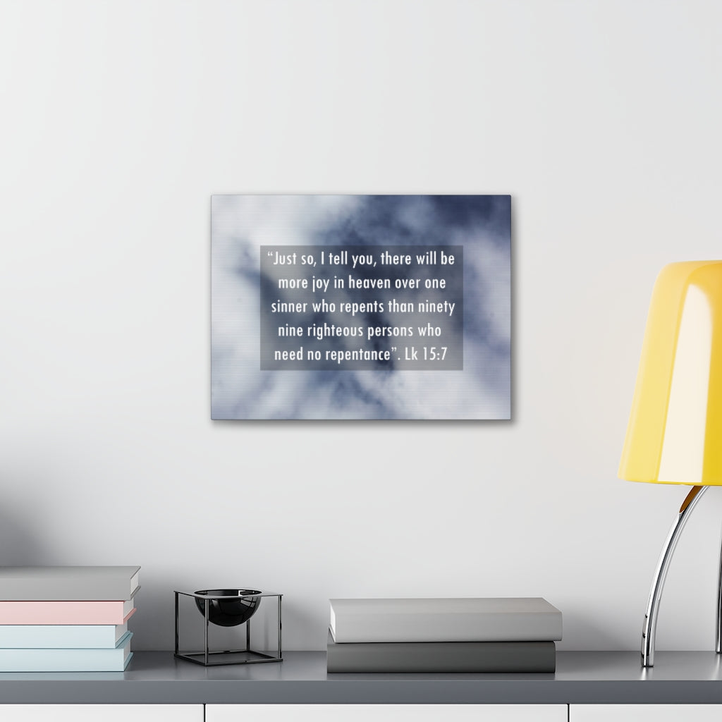 Scripture Walls Joy In Heaven Luke 15:7 Bible Verse Canvas Christian Wall Art Ready to Hang Unframed-Express Your Love Gifts