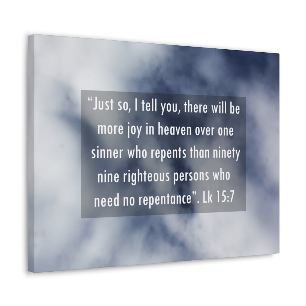 Scripture Walls Joy In Heaven Luke 15:7 Bible Verse Canvas Christian Wall Art Ready to Hang Unframed-Express Your Love Gifts