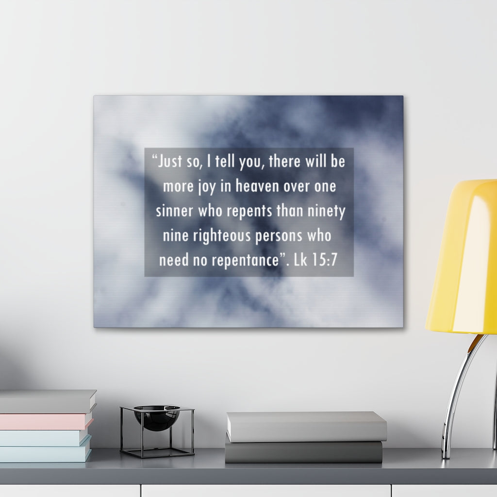 Scripture Walls Joy In Heaven Luke 15:7 Bible Verse Canvas Christian Wall Art Ready to Hang Unframed-Express Your Love Gifts