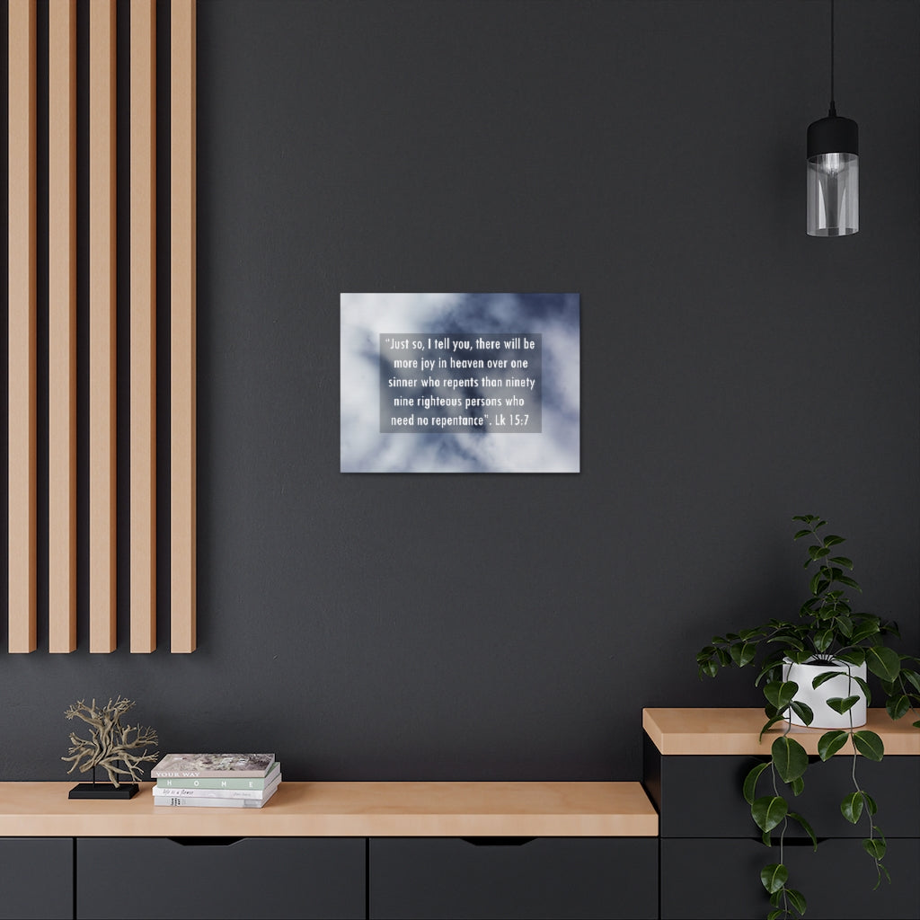 Scripture Walls Joy In Heaven Luke 15:7 Bible Verse Canvas Christian Wall Art Ready to Hang Unframed-Express Your Love Gifts