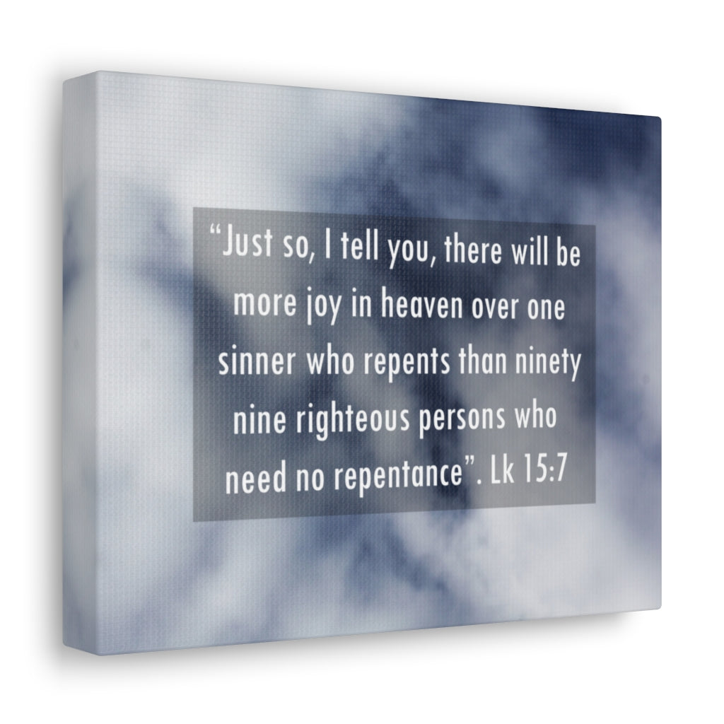 Scripture Walls Joy In Heaven Luke 15:7 Bible Verse Canvas Christian Wall Art Ready to Hang Unframed-Express Your Love Gifts