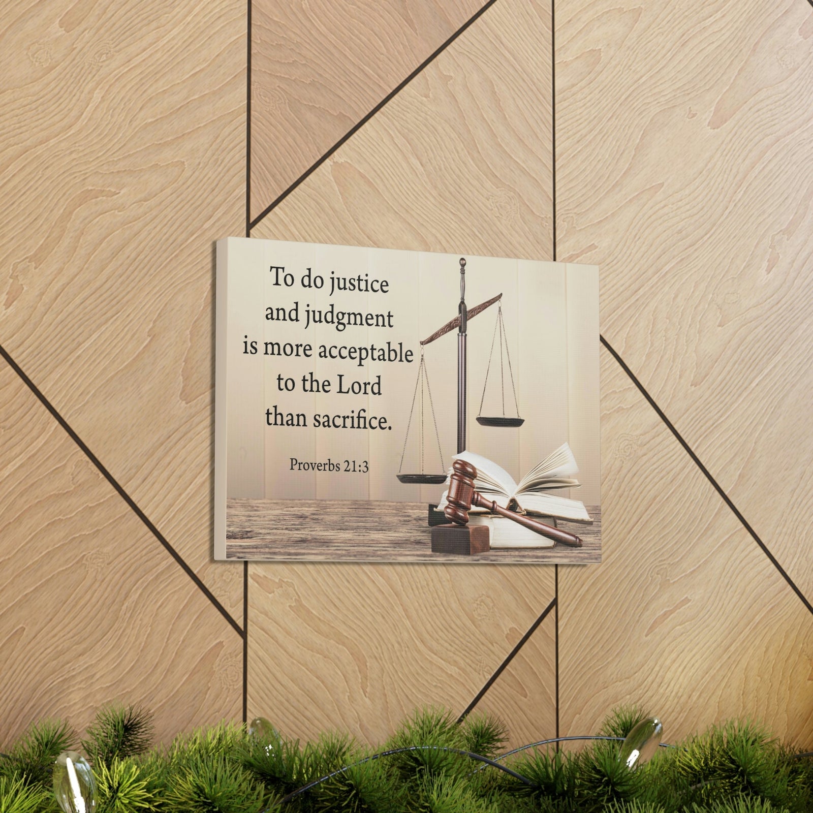 Scripture Walls Judgment and Justice Proverbs 21:3 Bible Verse Canvas Christian Wall Art Ready to Hang Unframed-Express Your Love Gifts