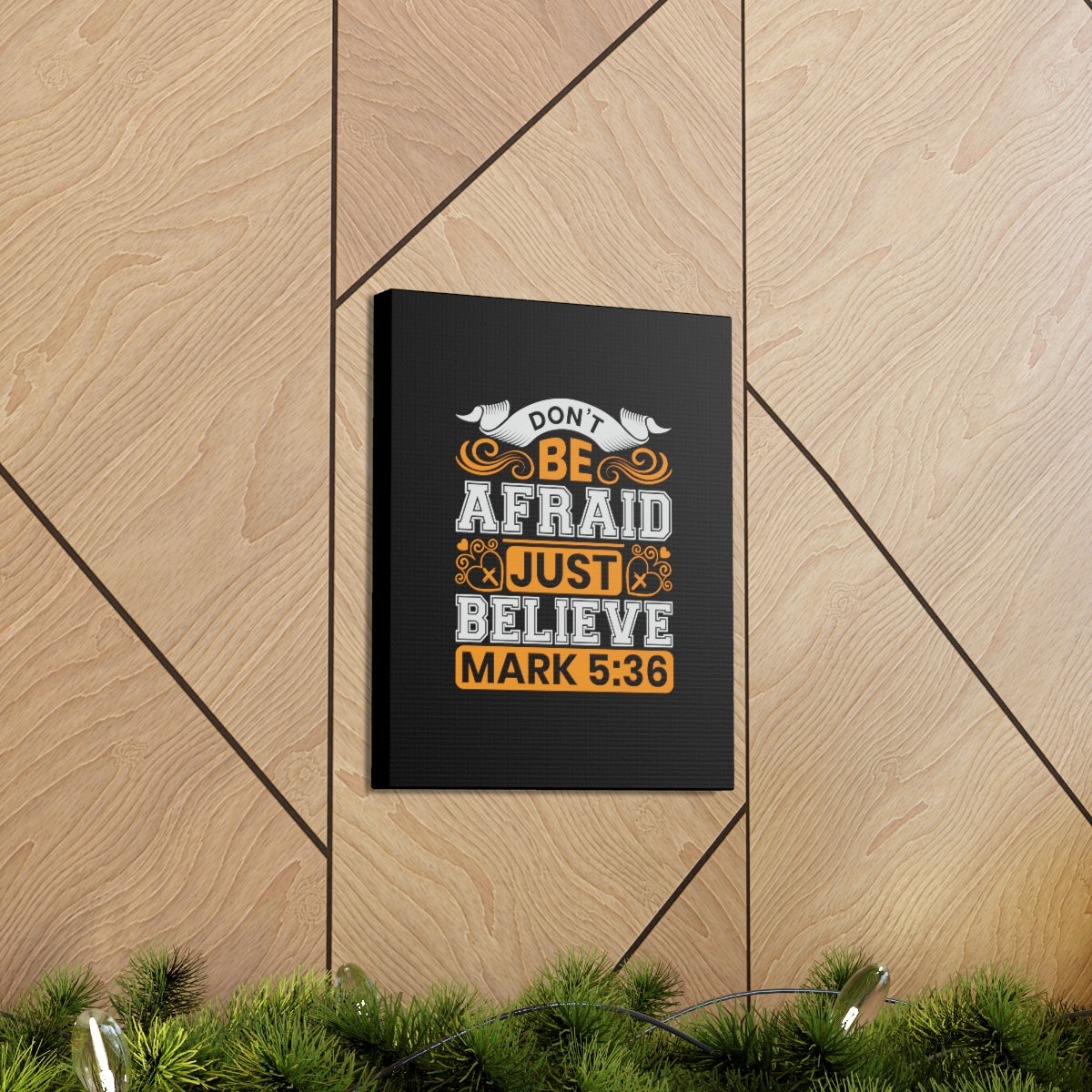 Scripture Walls Just Believe Mark 5:36 Orange Bible Verse Canvas Christian Wall Art Ready to Hang Unframed-Express Your Love Gifts