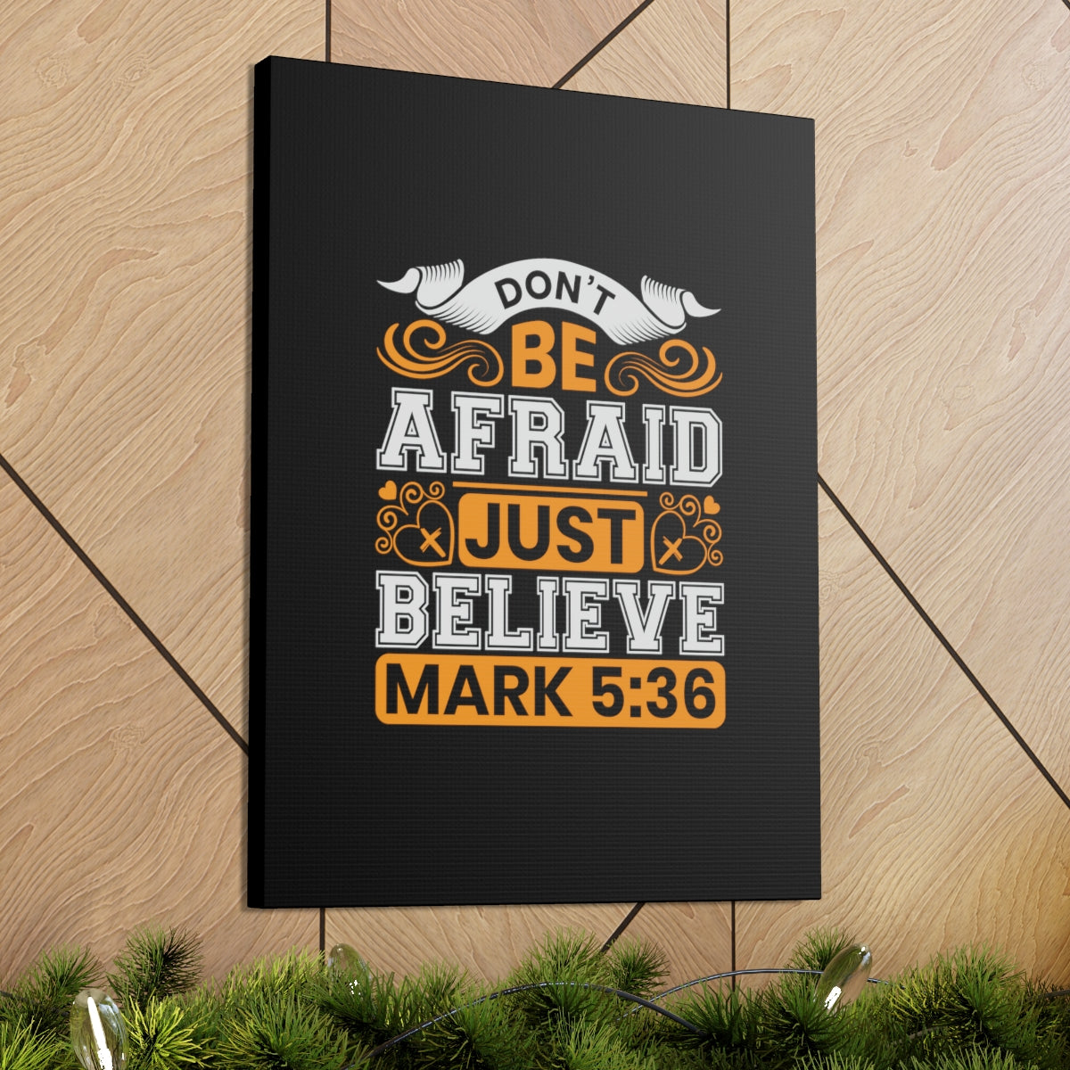 Scripture Walls Just Believe Mark 5:36 Orange Bible Verse Canvas Christian Wall Art Ready to Hang Unframed-Express Your Love Gifts