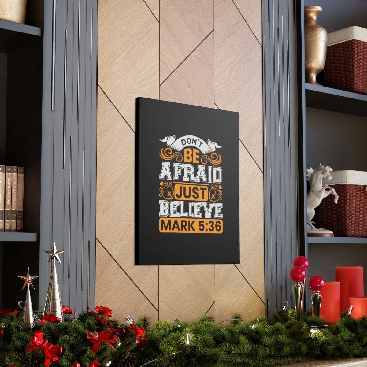 Scripture Walls Just Believe Mark 5:36 Orange Bible Verse Canvas Christian Wall Art Ready to Hang Unframed-Express Your Love Gifts