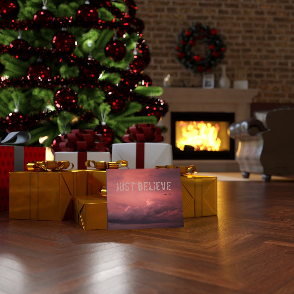 Scripture Walls Just Believe Red Mark 5:36 Bible Verse Canvas Christian Wall Art Ready to Hang Unframed-Express Your Love Gifts