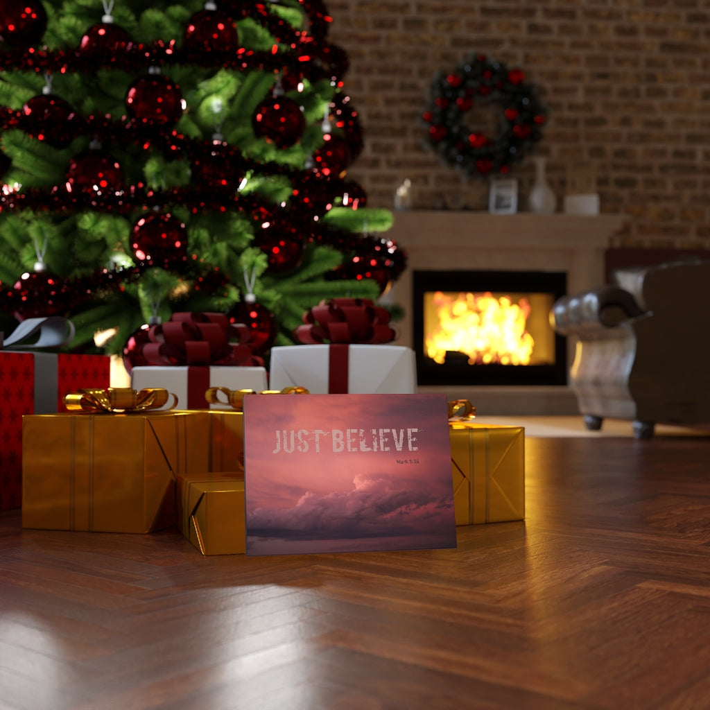 Scripture Walls Just Believe Red Mark 5:36 Bible Verse Canvas Christian Wall Art Ready to Hang Unframed-Express Your Love Gifts