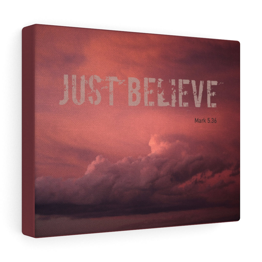 Scripture Walls Just Believe Red Mark 5:36 Bible Verse Canvas Christian Wall Art Ready to Hang Unframed-Express Your Love Gifts