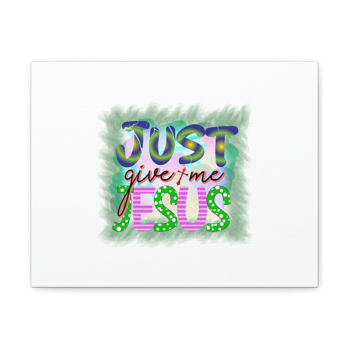 Scripture Walls Just Give Me Jesus John 3:16 Green Square Christian Wall Art Bible Verse Print Ready to Hang Unframed-Express Your Love Gifts