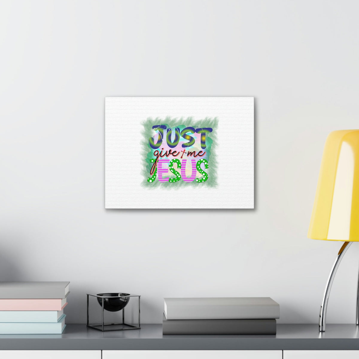 Scripture Walls Just Give Me Jesus John 3:16 Green Square Christian Wall Art Bible Verse Print Ready to Hang Unframed-Express Your Love Gifts