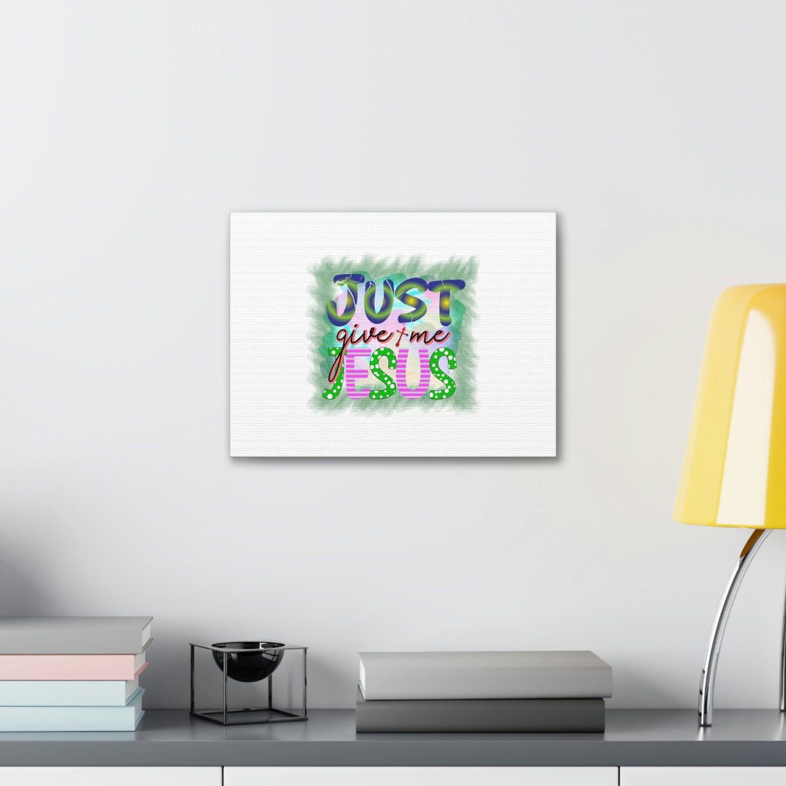 Scripture Walls Just Give Me Jesus John 3:16 Green Square Christian Wall Art Bible Verse Print Ready to Hang Unframed-Express Your Love Gifts