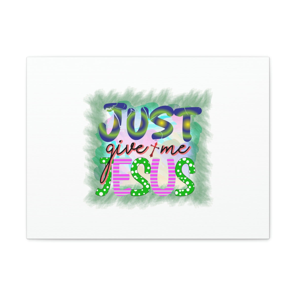 Scripture Walls Just Give Me Jesus John 3:16 Green Square Christian Wall Art Bible Verse Print Ready to Hang Unframed-Express Your Love Gifts