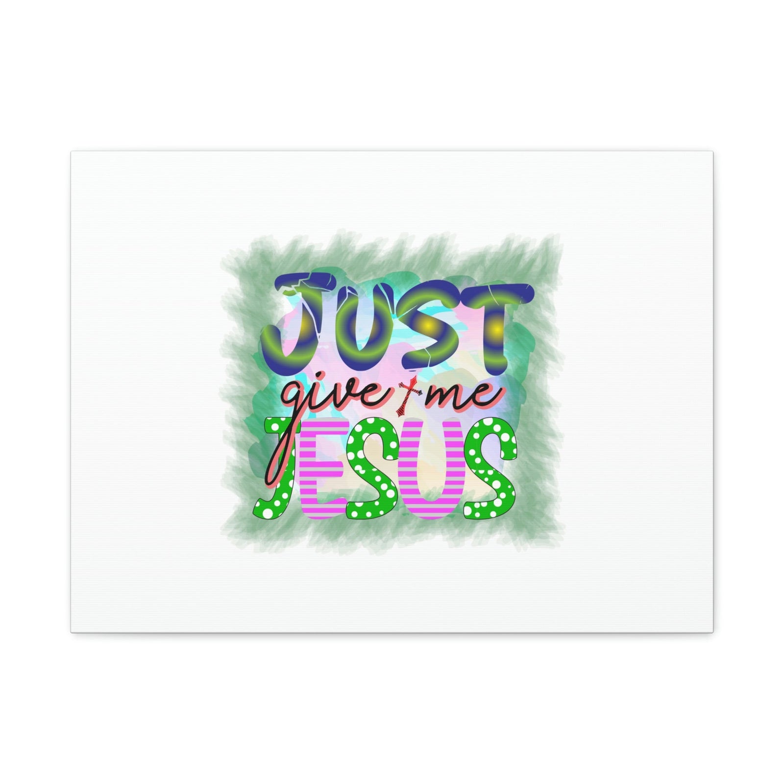 Scripture Walls Just Give Me Jesus John 3:16 Green Square Christian Wall Art Bible Verse Print Ready to Hang Unframed-Express Your Love Gifts