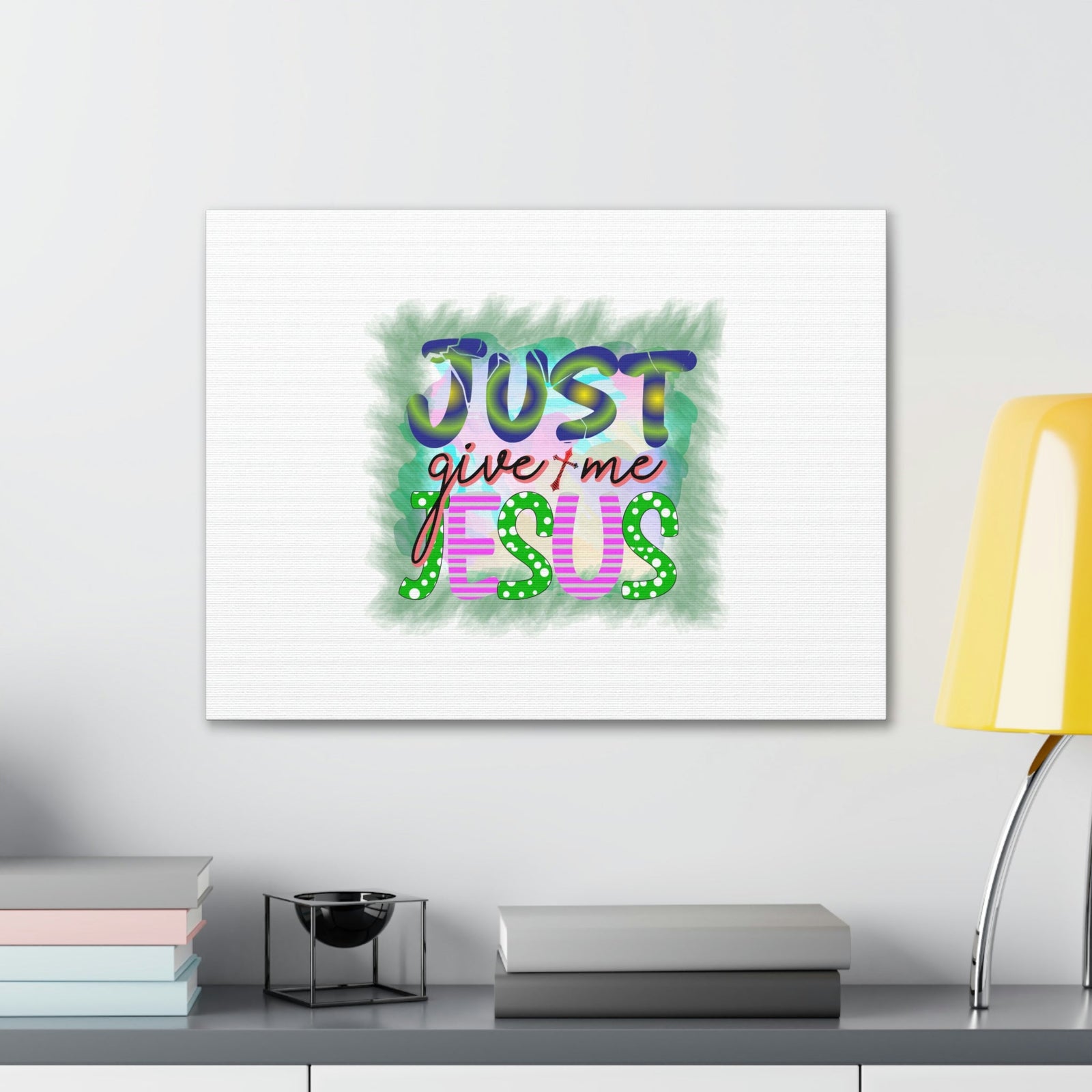 Scripture Walls Just Give Me Jesus John 3:16 Green Square Christian Wall Art Bible Verse Print Ready to Hang Unframed-Express Your Love Gifts