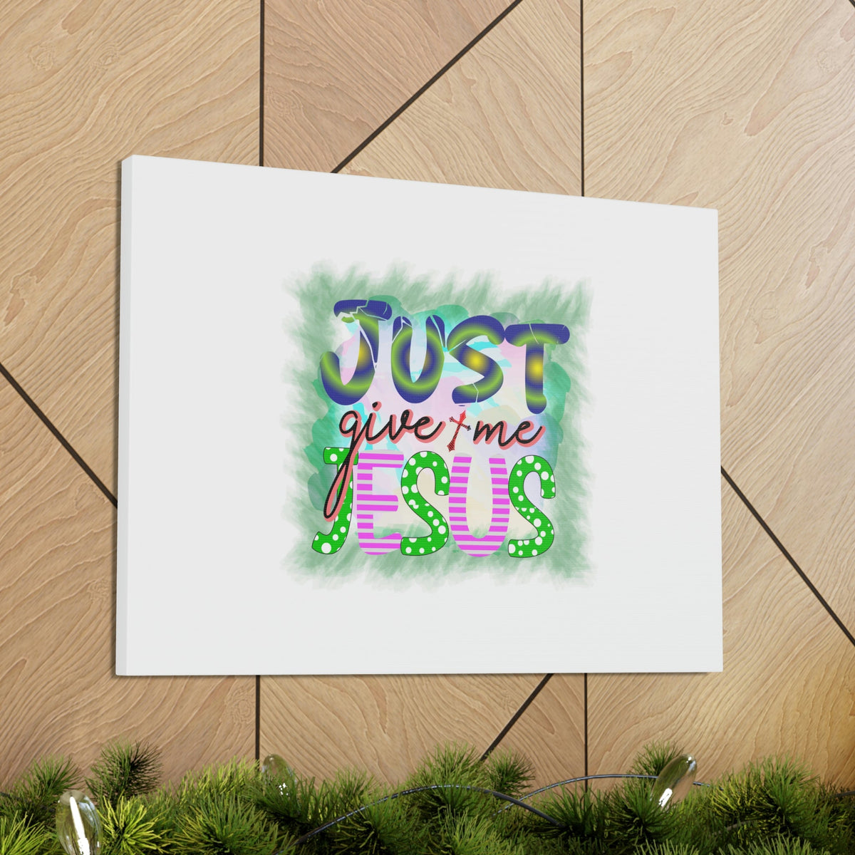 Scripture Walls Just Give Me Jesus John 3:16 Green Square Christian Wall Art Bible Verse Print Ready to Hang Unframed-Express Your Love Gifts