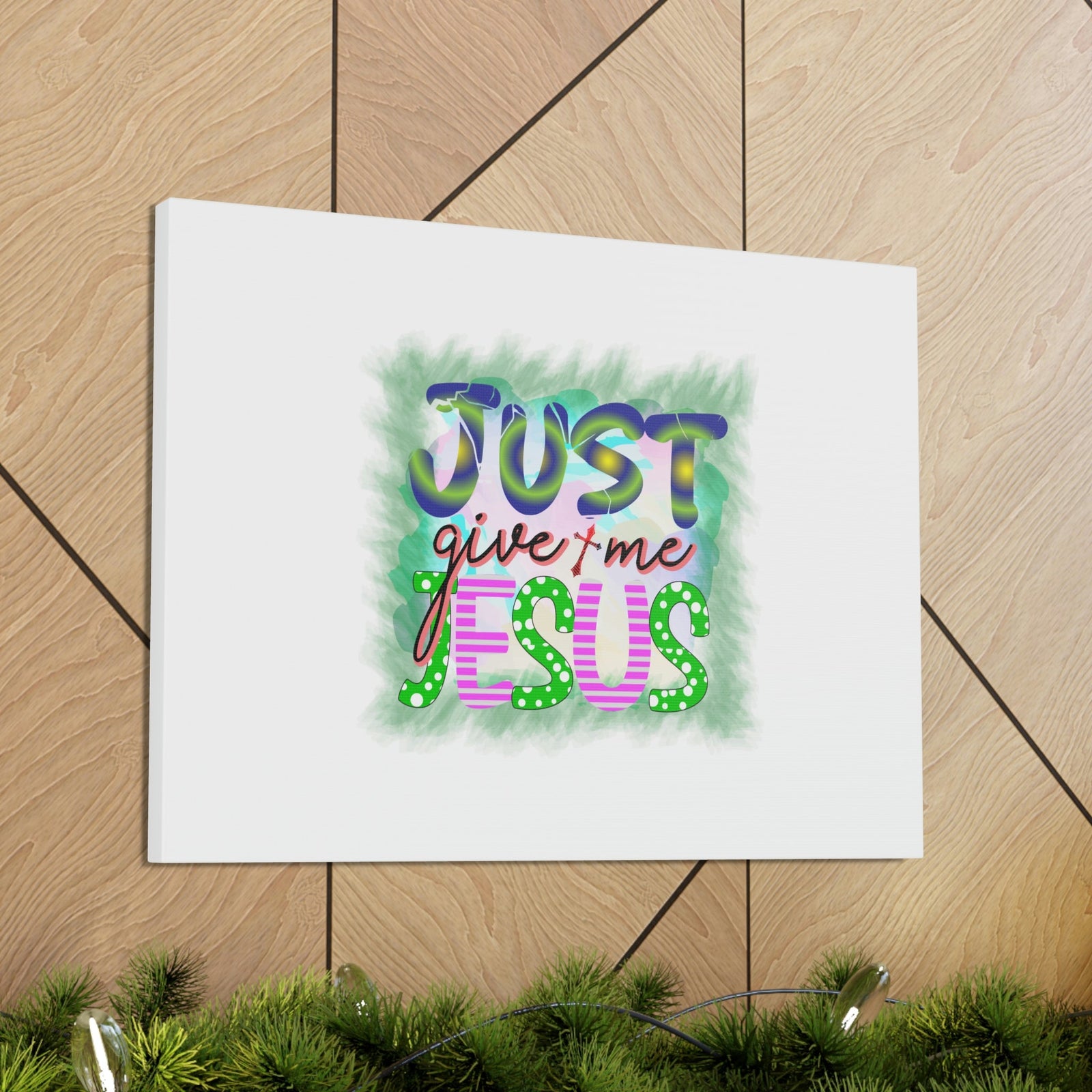 Scripture Walls Just Give Me Jesus John 3:16 Green Square Christian Wall Art Bible Verse Print Ready to Hang Unframed-Express Your Love Gifts