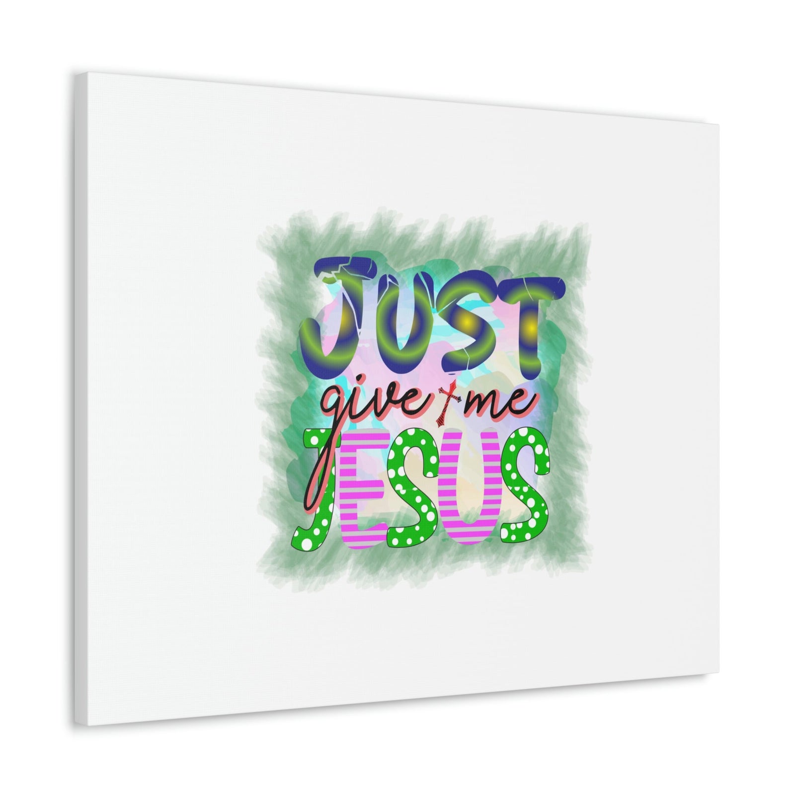 Scripture Walls Just Give Me Jesus John 3:16 Green Square Christian Wall Art Bible Verse Print Ready to Hang Unframed-Express Your Love Gifts