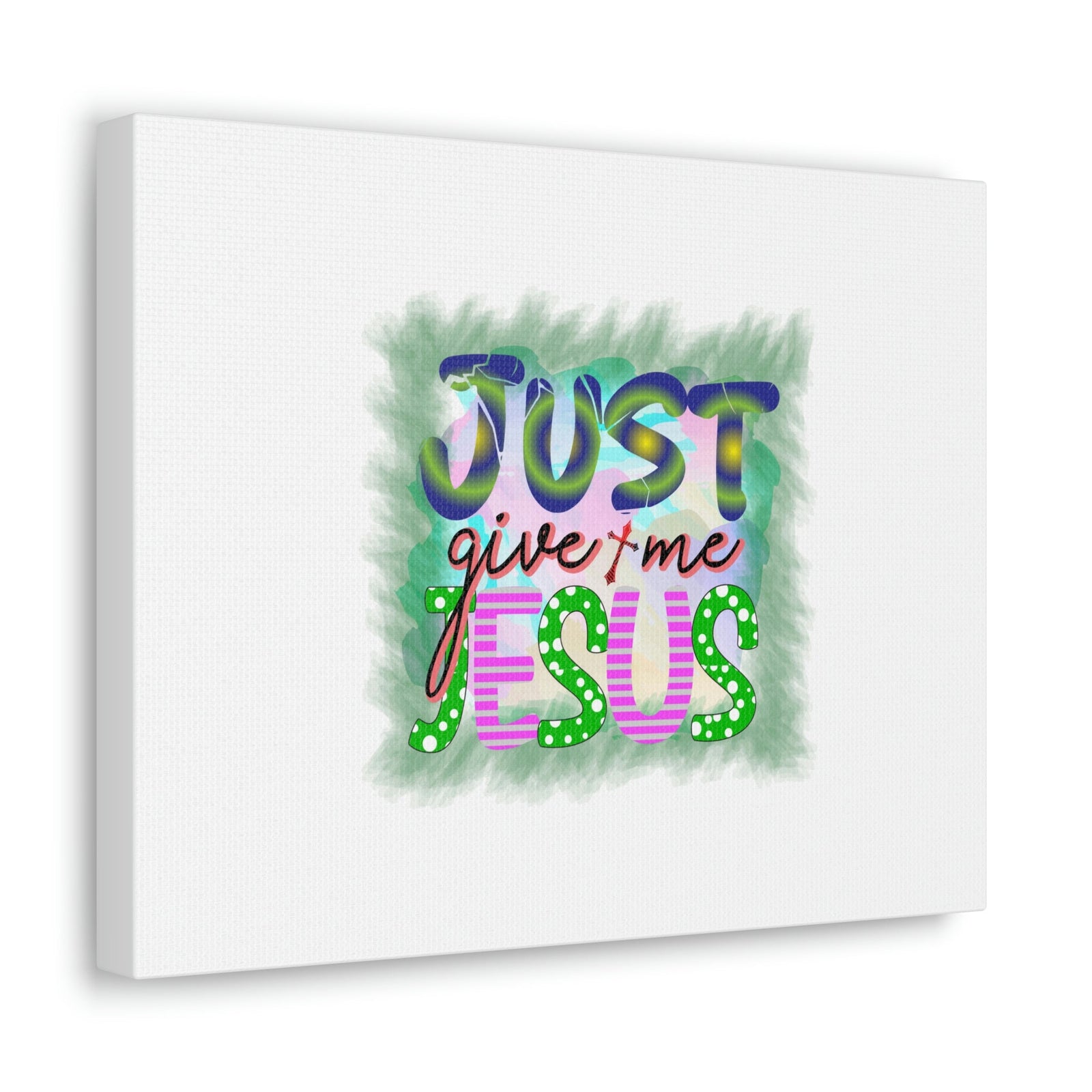 Scripture Walls Just Give Me Jesus John 3:16 Green Square Christian Wall Art Bible Verse Print Ready to Hang Unframed-Express Your Love Gifts