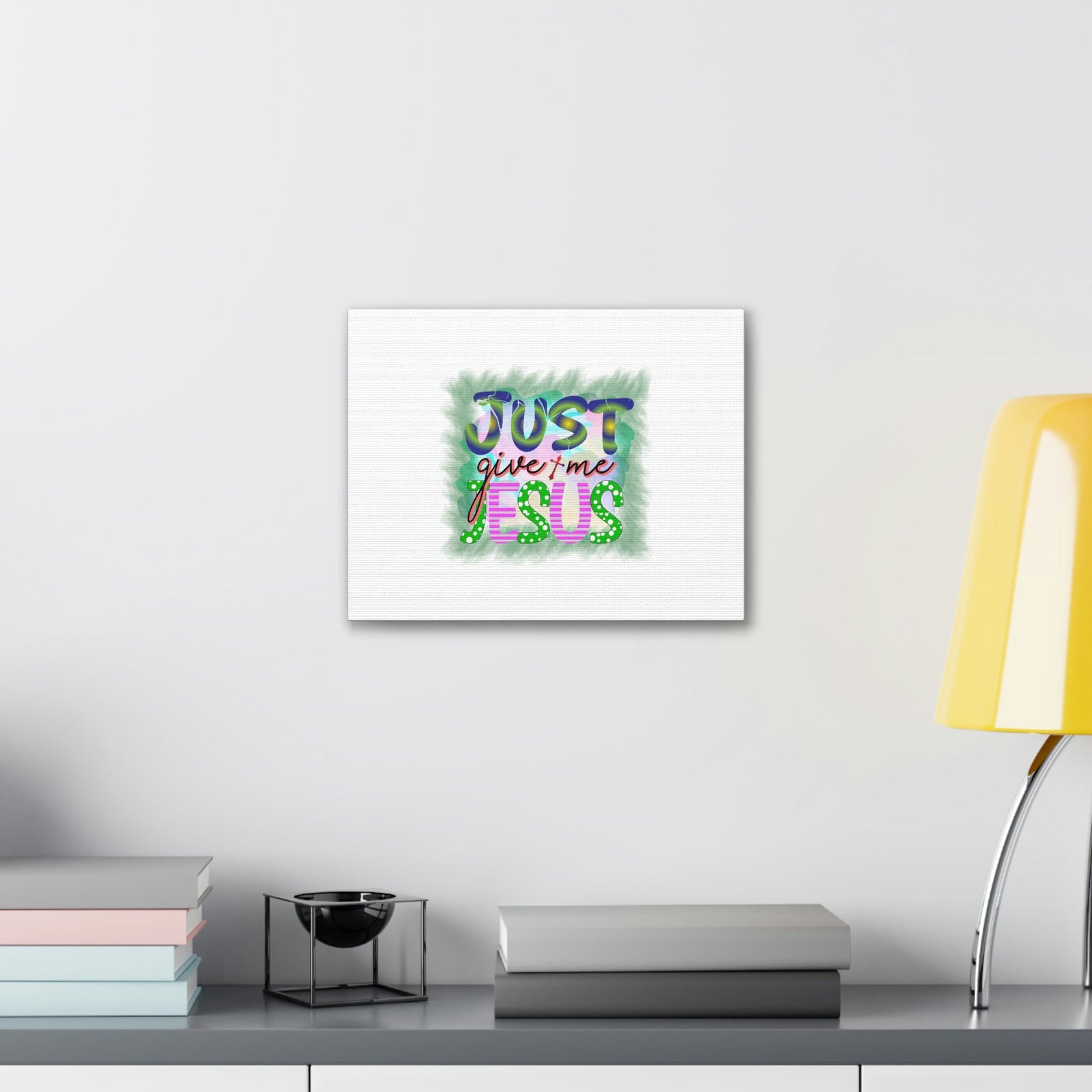 Scripture Walls Just Give Me Jesus John 3:16 Green Square Christian Wall Art Bible Verse Print Ready to Hang Unframed-Express Your Love Gifts