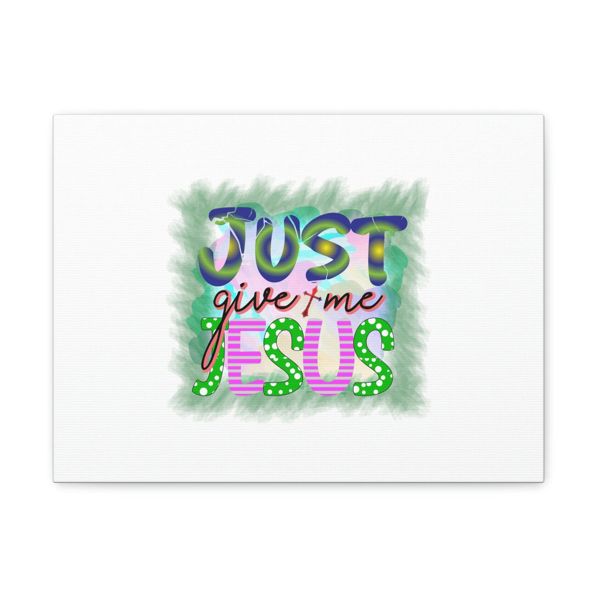 Scripture Walls Just Give Me Jesus John 3:16 Green Square Christian Wall Art Bible Verse Print Ready to Hang Unframed-Express Your Love Gifts