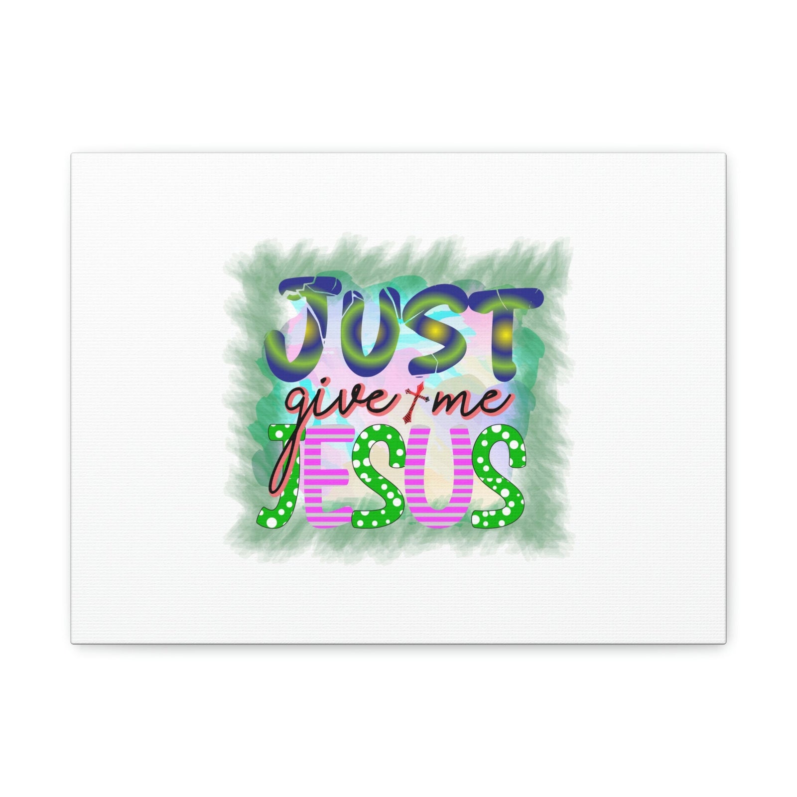 Scripture Walls Just Give Me Jesus John 3:16 Green Square Christian Wall Art Bible Verse Print Ready to Hang Unframed-Express Your Love Gifts