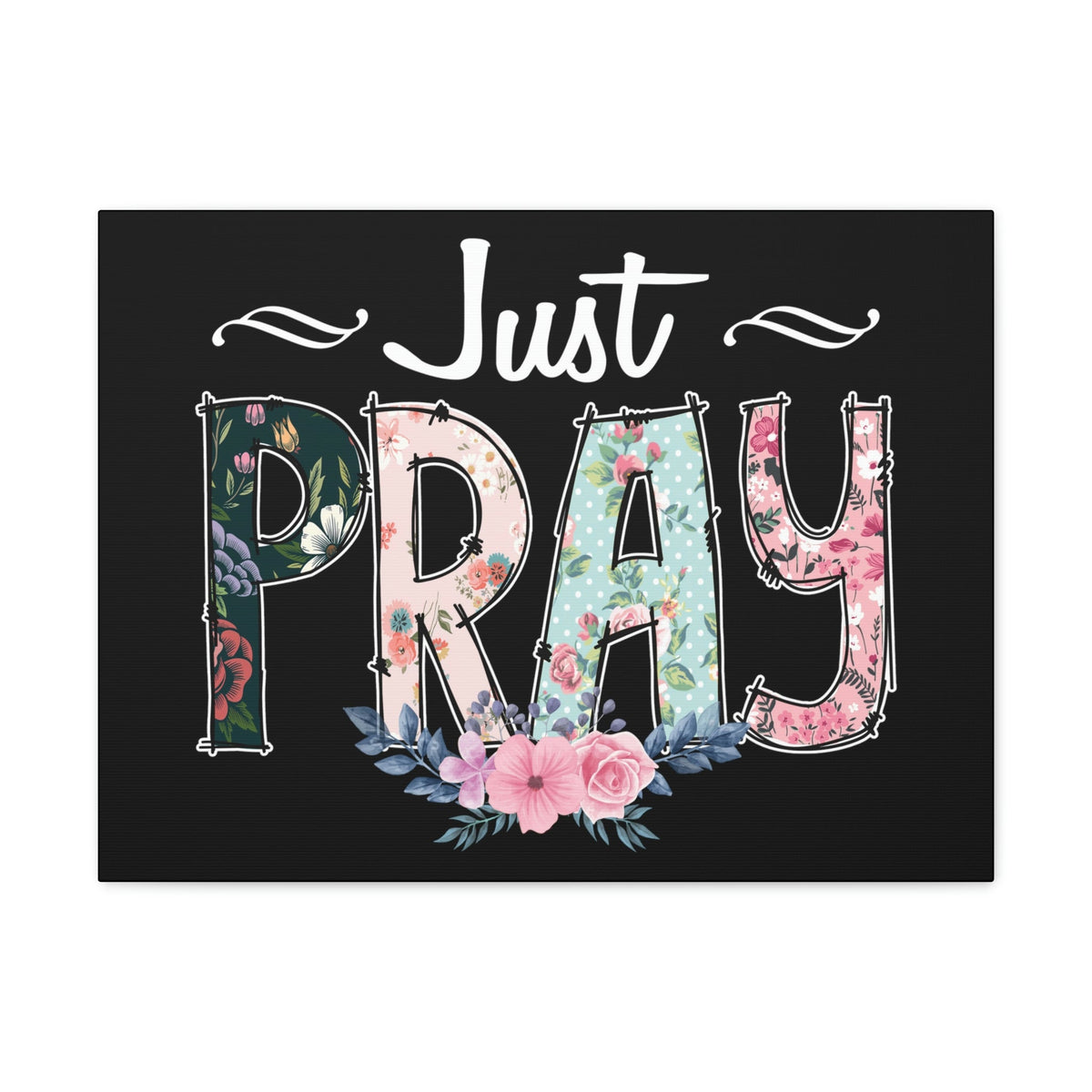 Scripture Walls Just Pray, 1 Thessalonians 5:17 Pink Flower Christian Wall Art Bible Verse Print Ready to Hang Unframed-Express Your Love Gifts