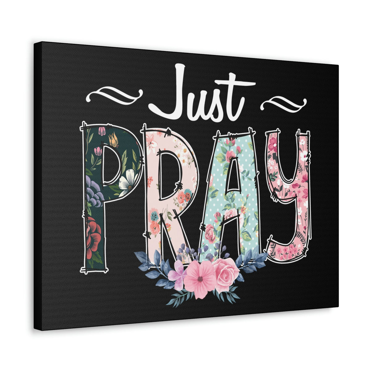 Scripture Walls Just Pray, 1 Thessalonians 5:17 Pink Flower Christian Wall Art Bible Verse Print Ready to Hang Unframed-Express Your Love Gifts