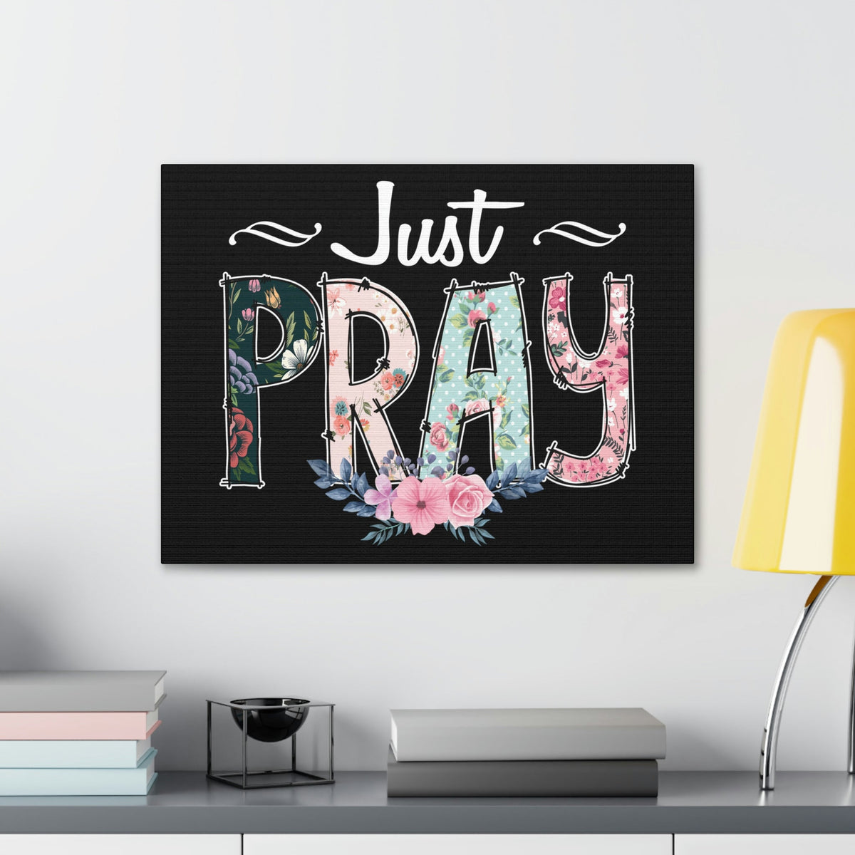 Scripture Walls Just Pray, 1 Thessalonians 5:17 Pink Flower Christian Wall Art Bible Verse Print Ready to Hang Unframed-Express Your Love Gifts