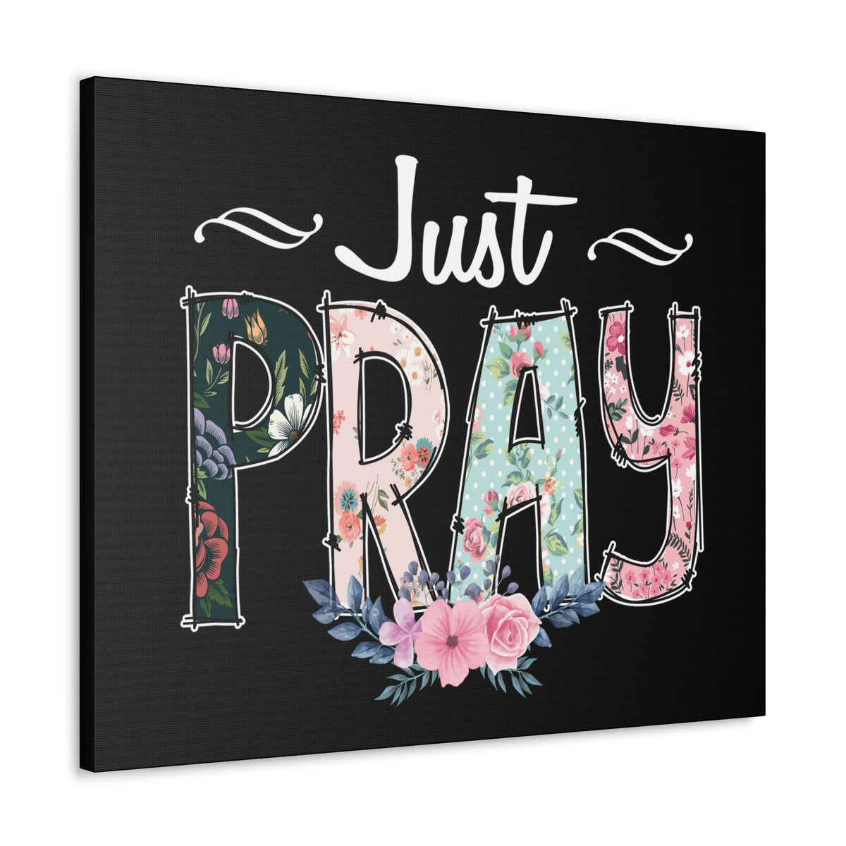 Scripture Walls Just Pray, 1 Thessalonians 5:17 Pink Flower Christian Wall Art Bible Verse Print Ready to Hang Unframed-Express Your Love Gifts