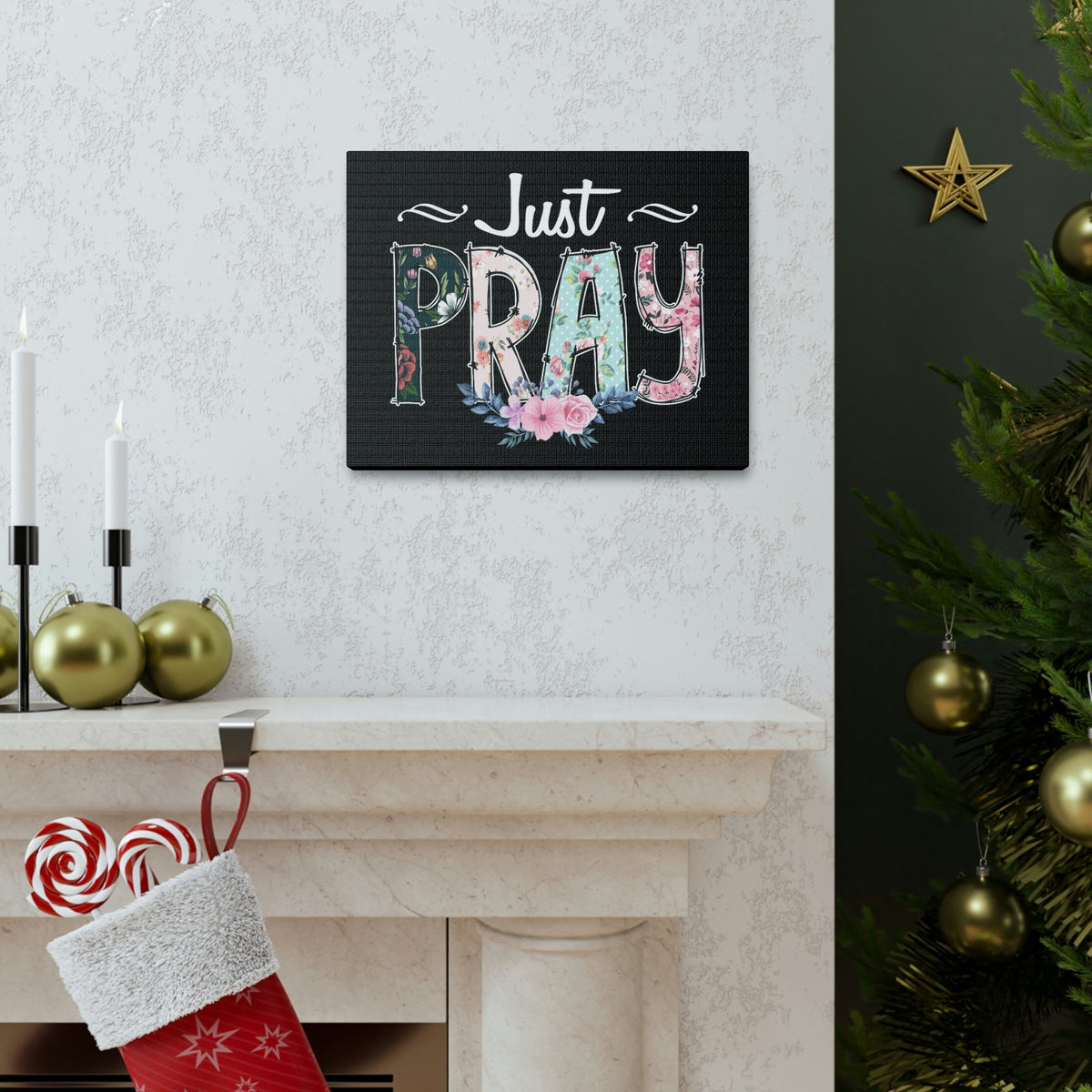 Scripture Walls Just Pray, 1 Thessalonians 5:17 Pink Flower Christian Wall Art Bible Verse Print Ready to Hang Unframed-Express Your Love Gifts