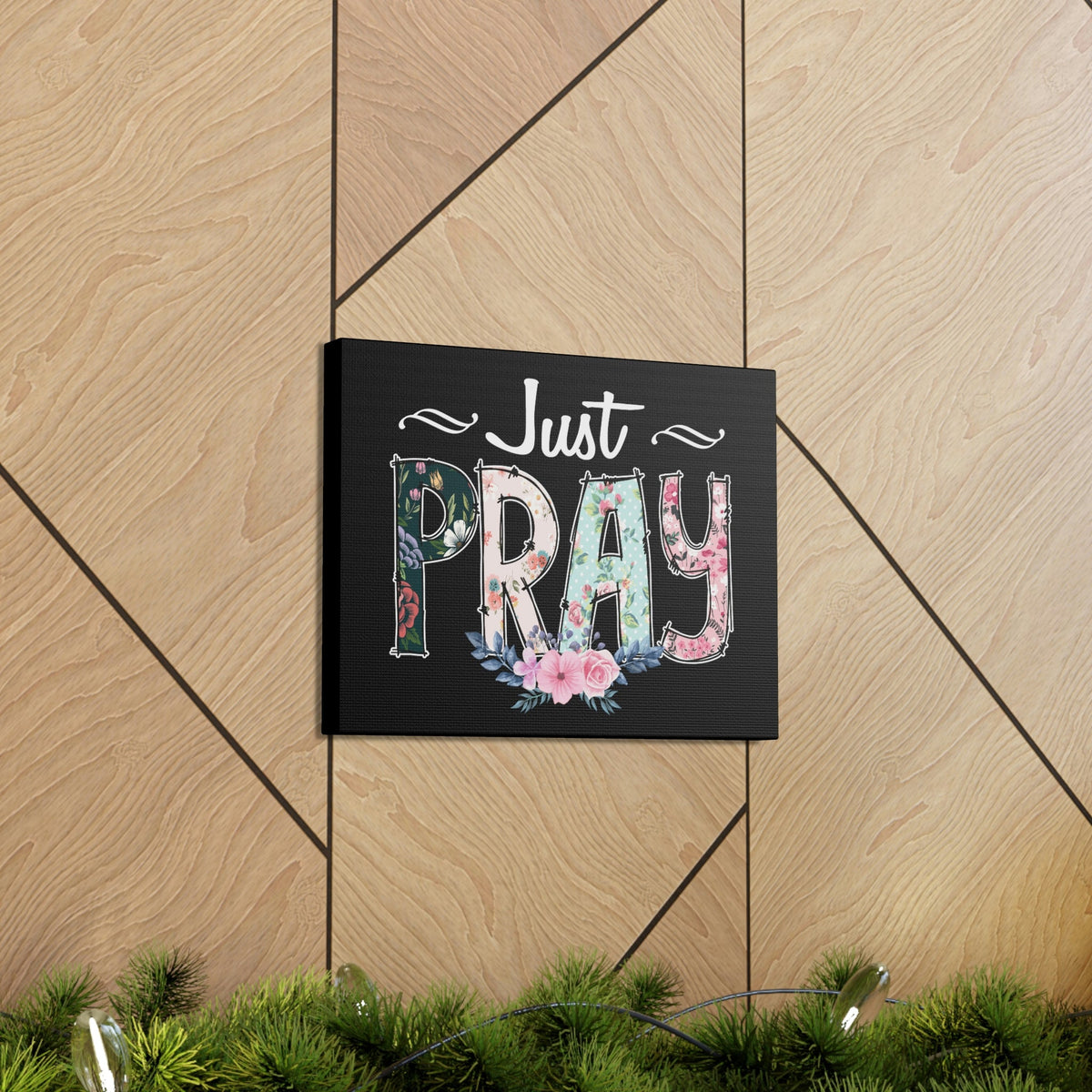 Scripture Walls Just Pray, 1 Thessalonians 5:17 Pink Flower Christian Wall Art Bible Verse Print Ready to Hang Unframed-Express Your Love Gifts