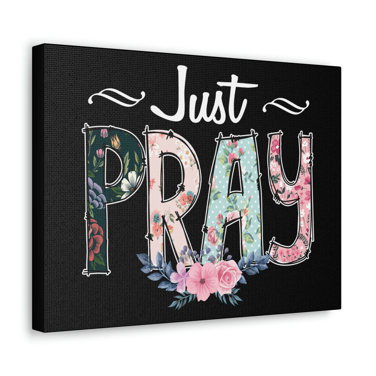 Scripture Walls Just Pray, 1 Thessalonians 5:17 Pink Flower Christian Wall Art Bible Verse Print Ready to Hang Unframed-Express Your Love Gifts