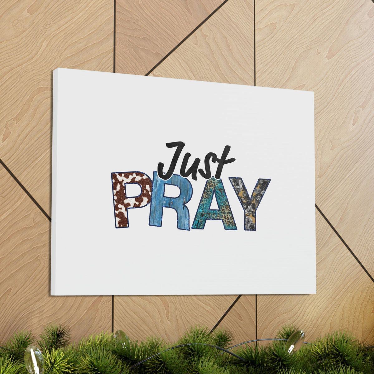 Scripture Walls Just Pray Ephesians 6:18 White Christian Wall Art Bible Verse Print Ready to Hang Unframed-Express Your Love Gifts