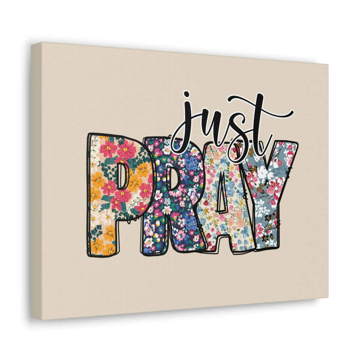 Scripture Walls Just Pray Floral Pastel Romans 12:12 Bible Verse Canvas Christian Wall Art Ready to Hang Unframed-Express Your Love Gifts