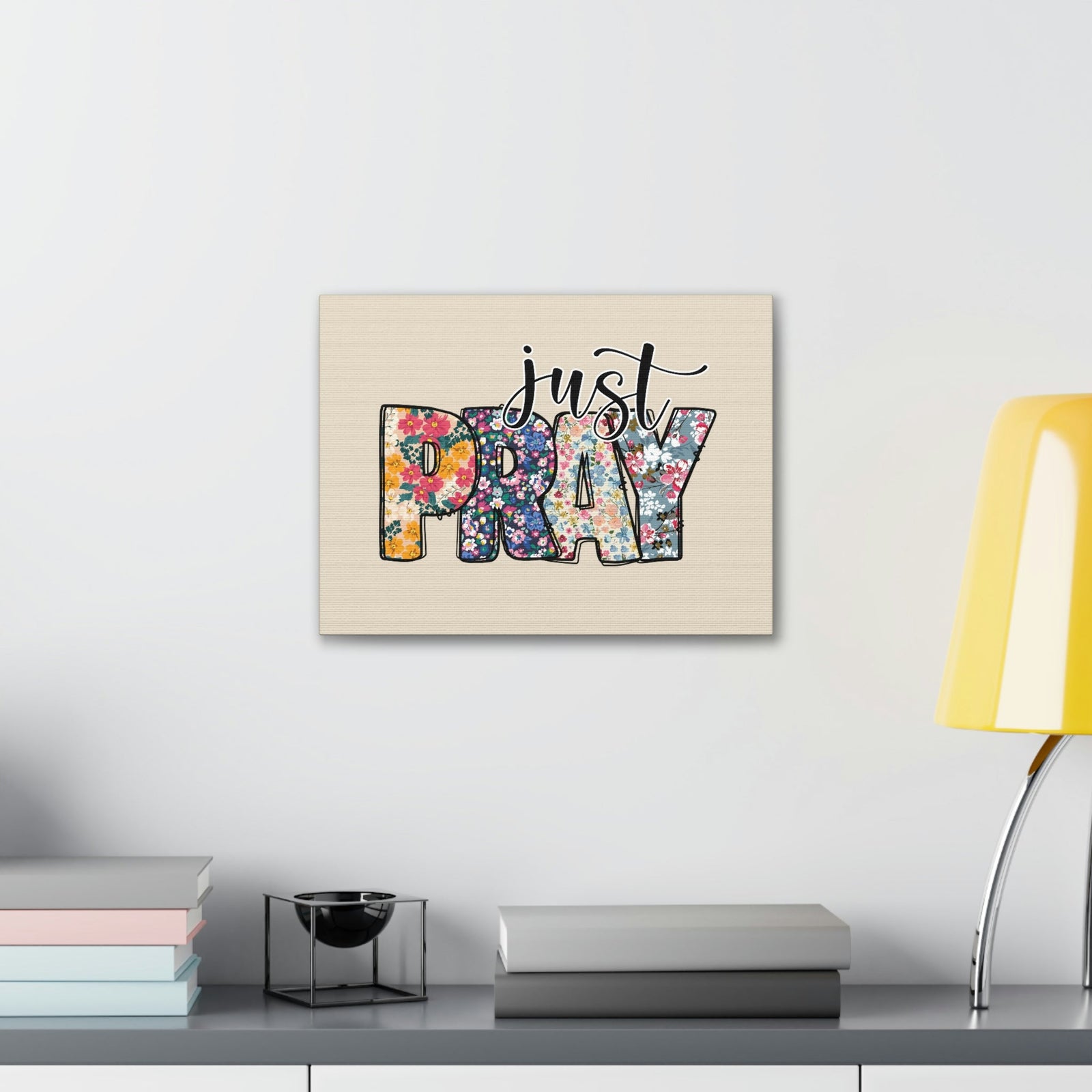 Scripture Walls Just Pray Floral Pastel Romans 12:12 Bible Verse Canvas Christian Wall Art Ready to Hang Unframed-Express Your Love Gifts