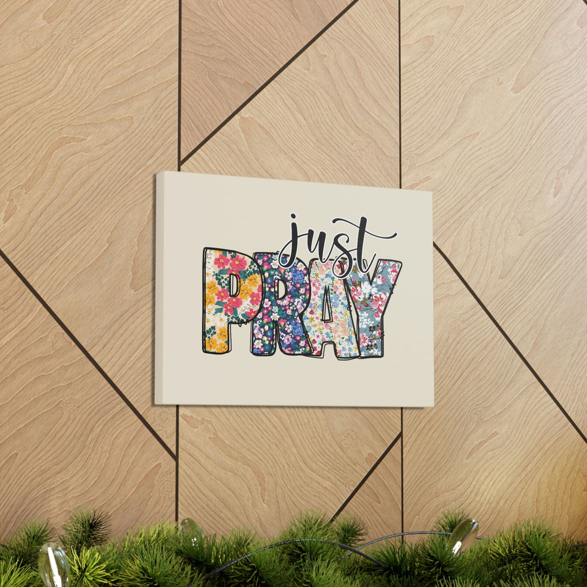 Scripture Walls Just Pray Floral Pastel Romans 12:12 Bible Verse Canvas Christian Wall Art Ready to Hang Unframed-Express Your Love Gifts
